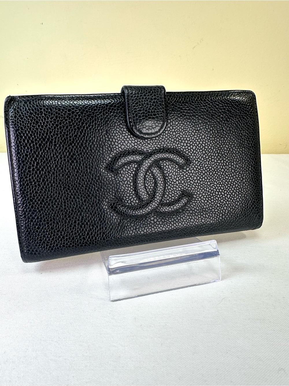 CHANEL CC Caviar Black Long Wallet Made in France